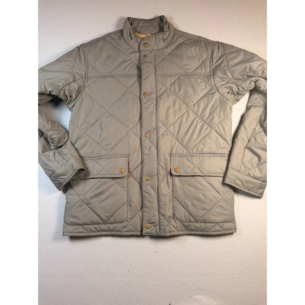 J crew Walker Quilted bomber Jacket Olive Tan khaki size M